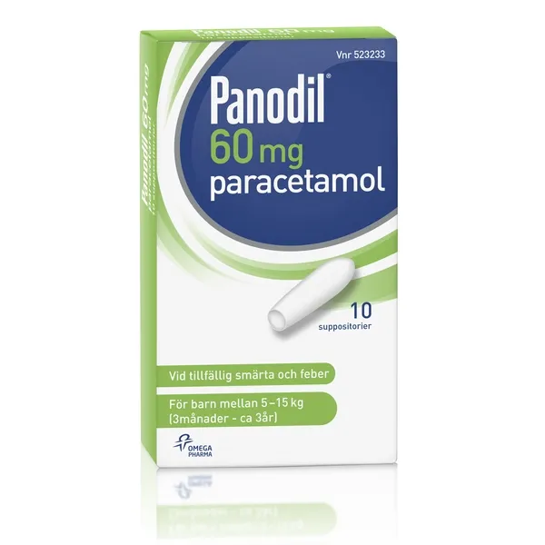 Panodil, suppositorium 60 mg 10 st