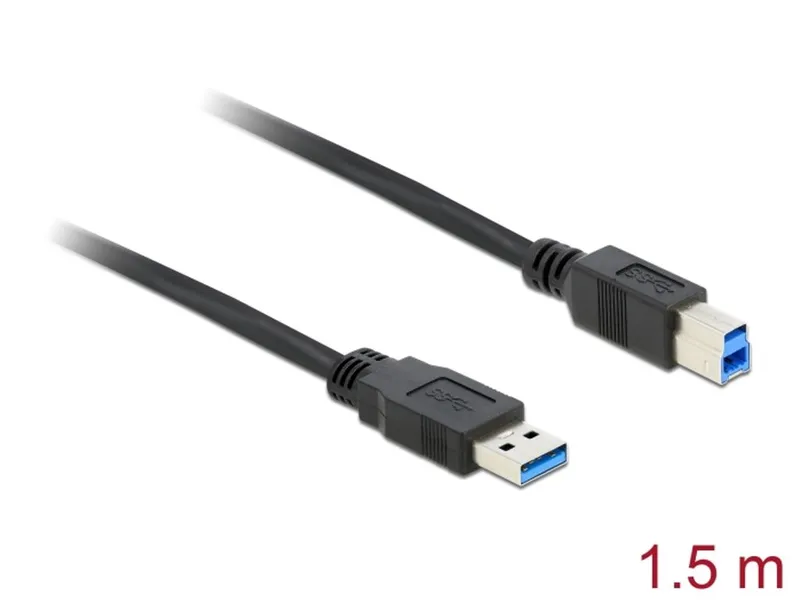 Delock USB 5 Gbps-kabel USB-A-hane till USB-B-hane 1,5 m – Svart