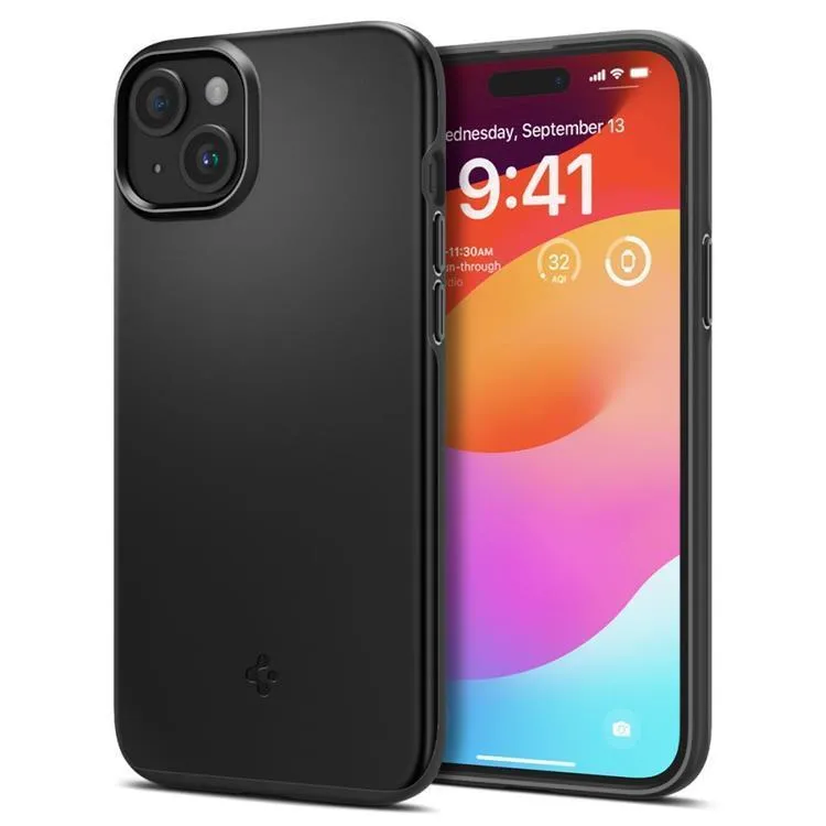 Spigen Mobilskal till iPhone 15 Thin Fit - Svart