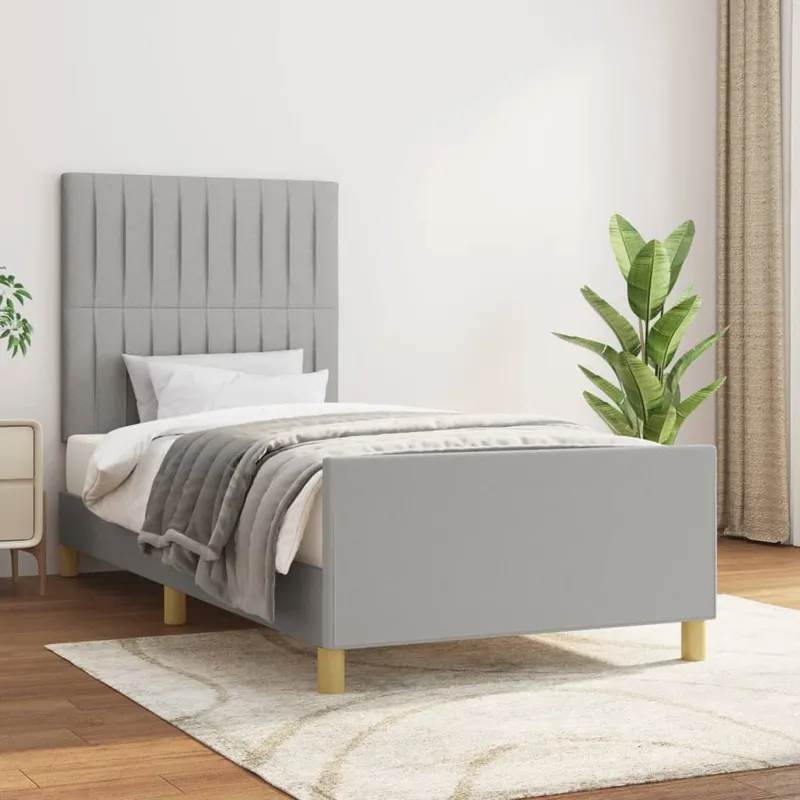 vidaXL Sängram utan madrass ljusgrå 90×200 cm tyg (#6898)
