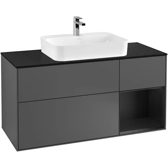 Tvättställsskåp Villeroy & Boch Finion med 3 Lådor Hylla och Bänkskiva för Ytmonterat Tvättställ (#2189)