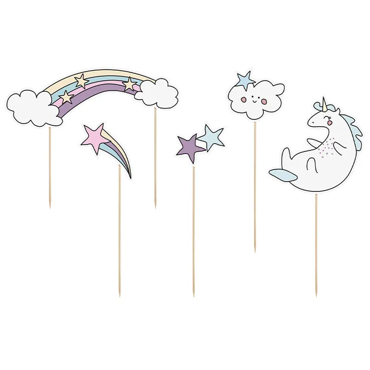 Cake topper | 5-pack | Enhörningstema