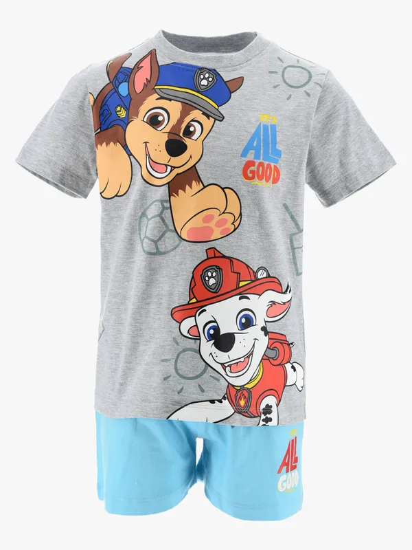 Paw Patrol T-shirt & Shorts Set, Ljusgrå, 116-122