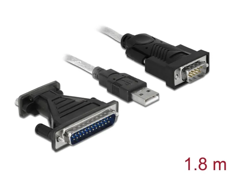 Delock Adapter USB-A 2.0 till 1 x Seriell DB9 RS-232 + Adapter DB25