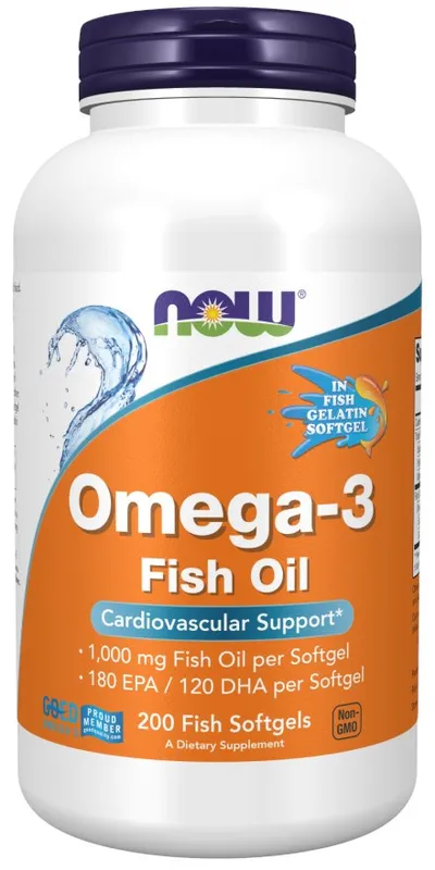 NOW Foods - Omega-3 Fiskolja, Molekylärdestillerad - 200 mjukkapslar