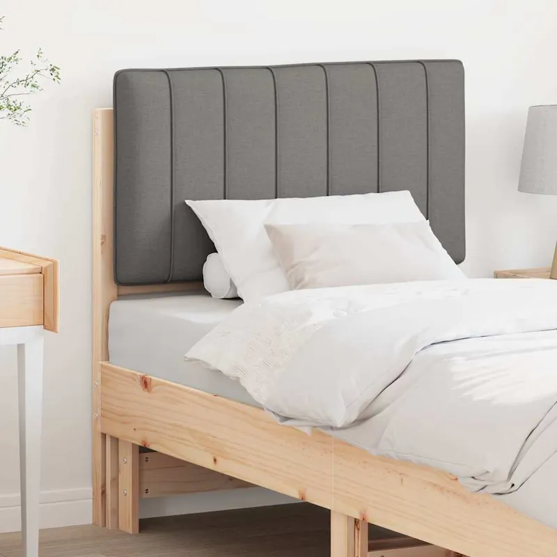 vidaXL Klädd sänggavel Brun och ljusgrå 80 cm Massiv furu (#3306)