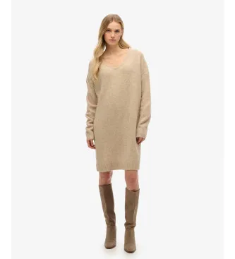 Superdry för kvinnor. W8011762A Oversized beige klänning (S), Casual, Akryl, Lång ärm