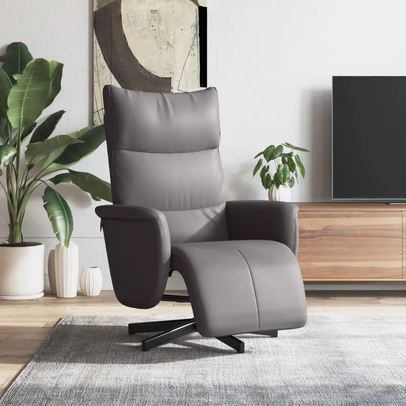 vidaXL Reclinerfåtölj med fotstöd grå konstläder (#3695)