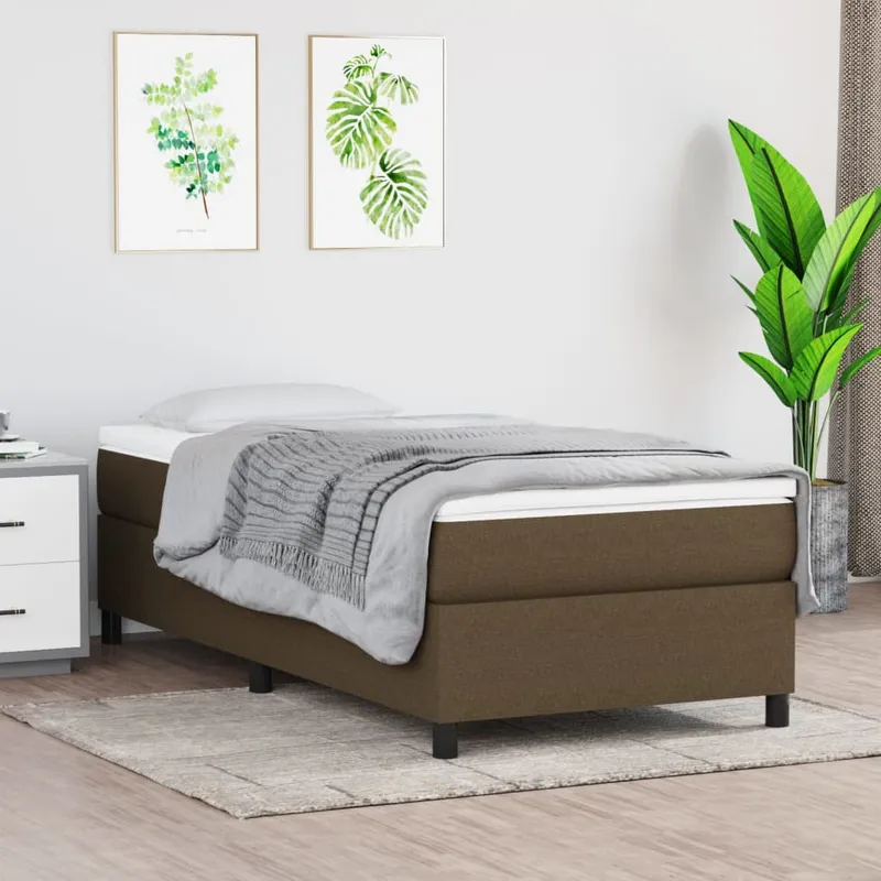 vidaXL Ramsäng med madrass mörkbrun 90×190 cm tyg (#8858)