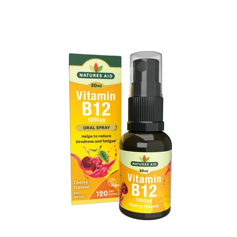 Natures Aid - Vitamin B12 Daglig Munspray, 30 ml, Körsbär