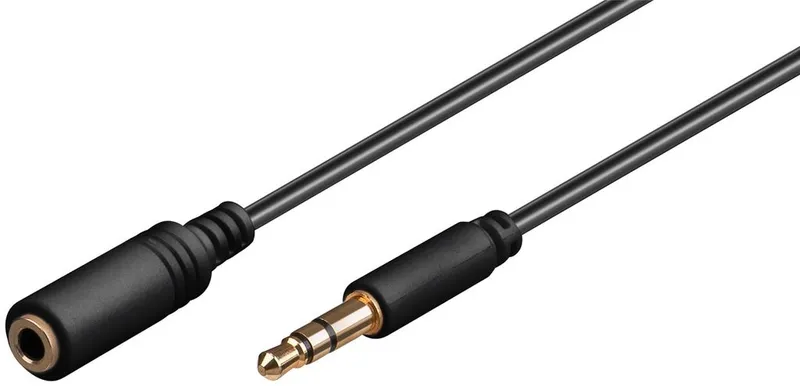Förlängningskabel för hörlurar och ljud AUX, 3,5 mm 3-stift, smal