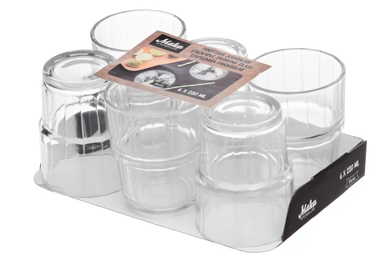 Maku Stapelbara Dricksglas 6-pack – Tål maskindisk och Spara Utrymme i Köket