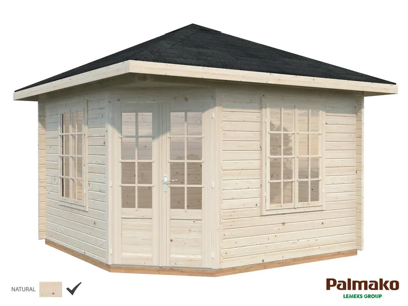Palmako Melanie Lusthus 10,9 m²/inv. 9,9 m², med 44 mm vägg,, obehandlad