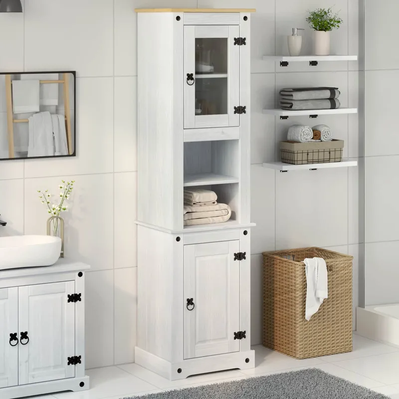 vidaXL Badrumsskåp Vit 50 x 40 x 185 cm Massiv furu