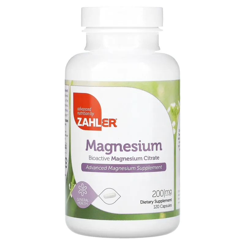 Zahler, Magnesium, Bioaktivt Magnesiumcitrat, 200 mg, 120 Kapslar