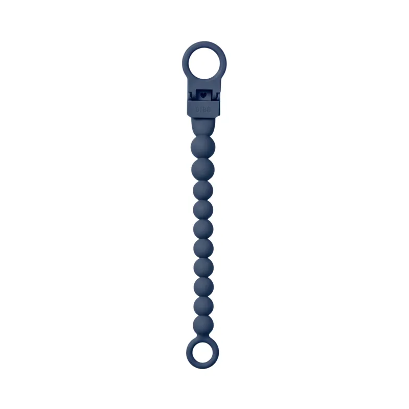 BIBS Pacifier Clip Beaded Steel Blue