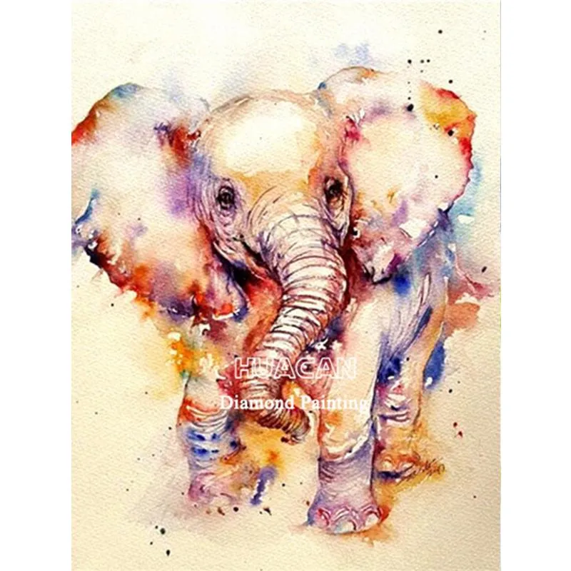 Gör-det-själv diamant färg elefant diamant målning full rund borr diamant broderi 20X30CM