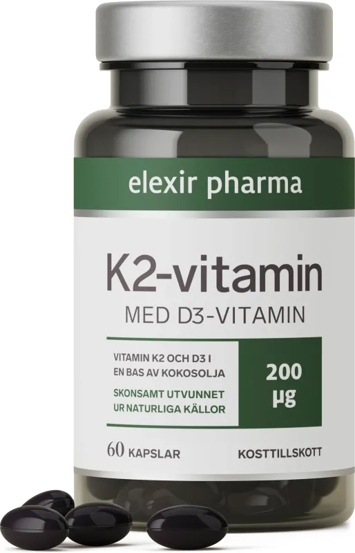 Elexir Pharma K2-vitamin D3-vitamin 60 kapslar