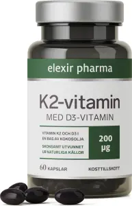 Elexir Pharma K2-vitamin D3-vitamin 60 kapslar