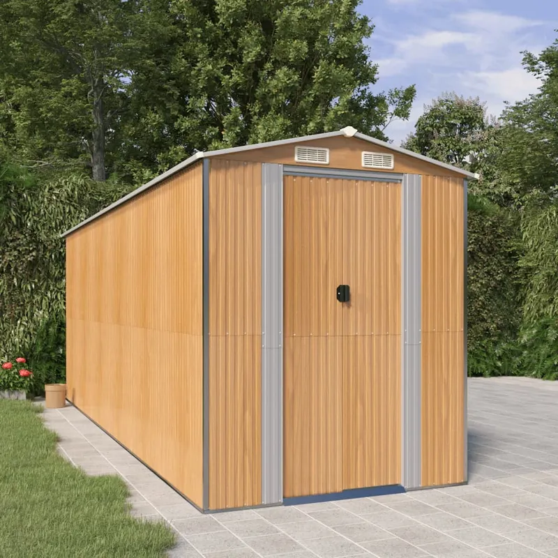 vidaXL Trädgårdsskjul ljusbrun 192x523x223 cm galvaniserat stål