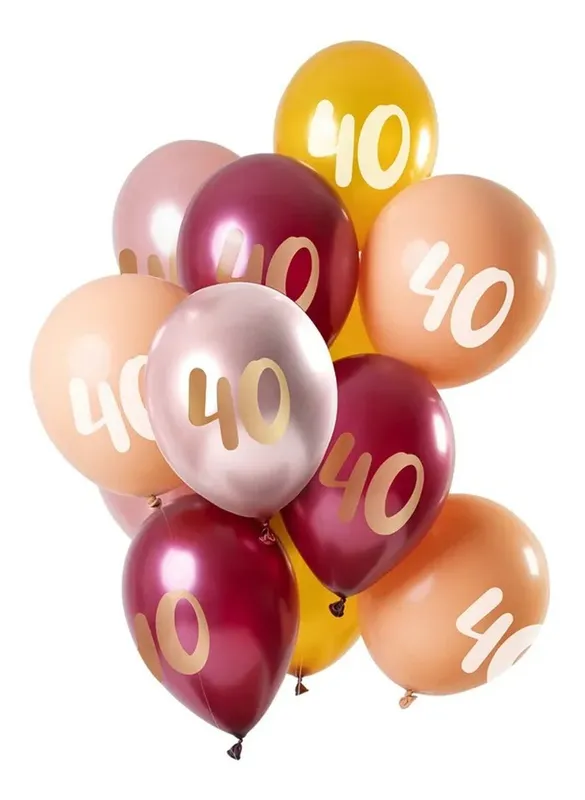 Ballonger 40 års rosa/guld 33 cm 12-pack