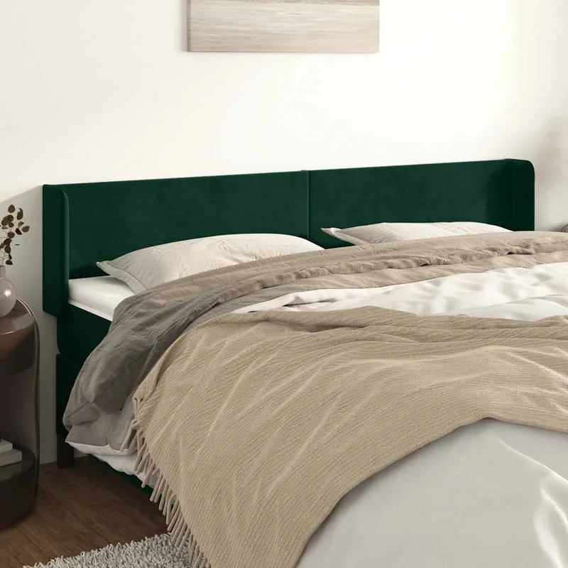 vidaXL Sänggavel med kanter mörkgrön 163x16x78/88 cm sammet