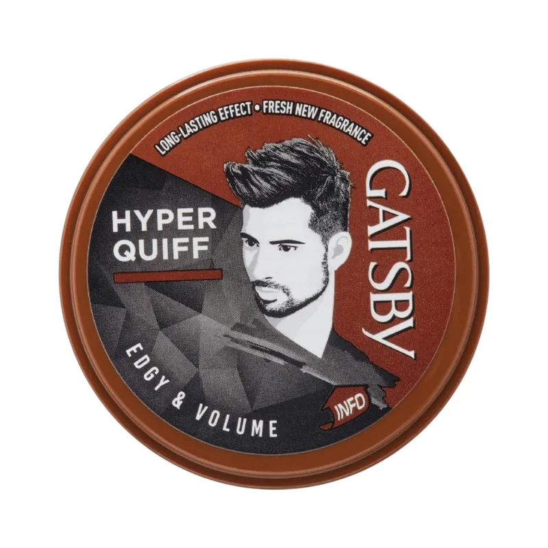 Gatsby Hyper Quiff Hårvax - Volymgivande & Icke-Klibbigt, Kantig Styling, Återstylbart när som helst, Lätt att tvätta ur, 75g