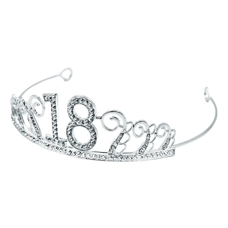 Tårtdekoration Tiara Siffra i Metall Silver - Siffra 18