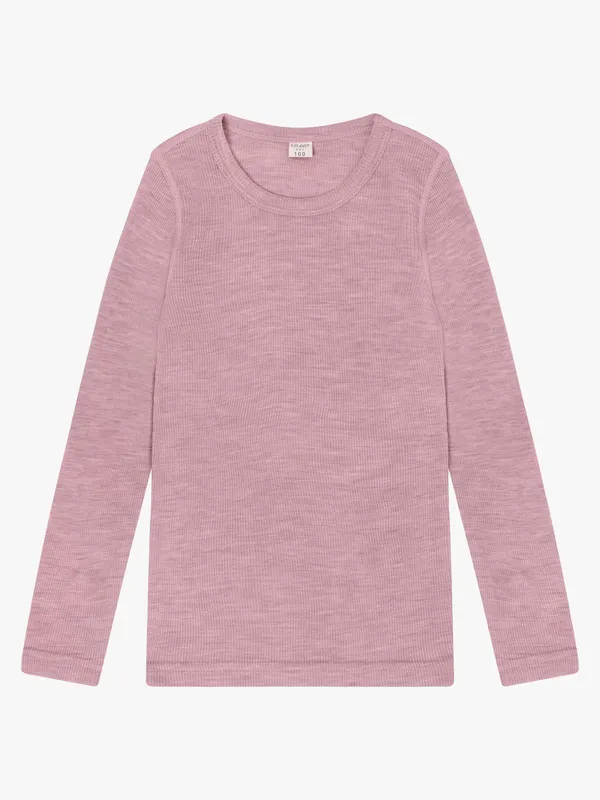 CeLaVi Långärmad Topp Merinoull, Lilas Melange, 120