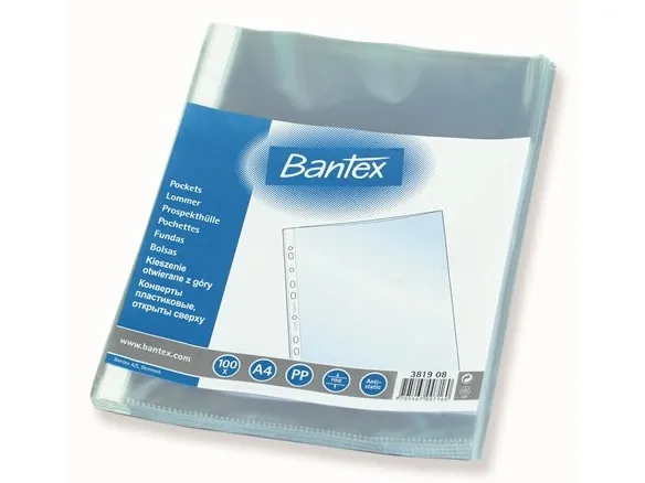 Bantex Ficka Med Öppning I Övre Kanten 0,04 Mm. 100 St., Transparent
