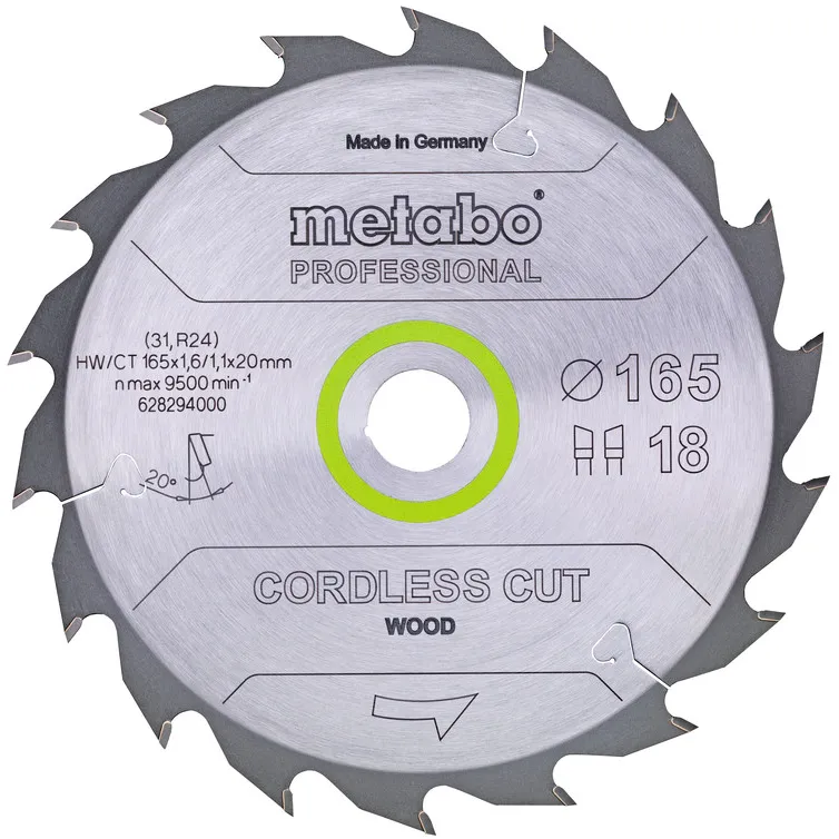 Metabo 628295000 Sågklinga 165×20 mm, 36T