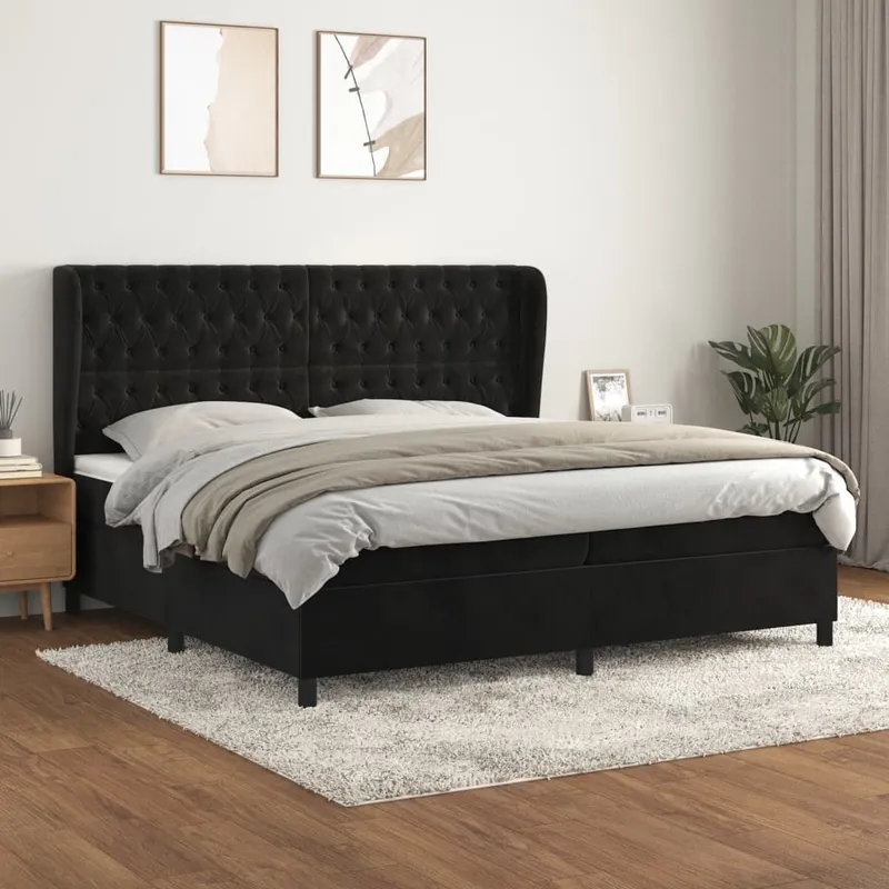 vidaXL Ramsäng med madrass svart 200×200 cm sammet (#2890)
