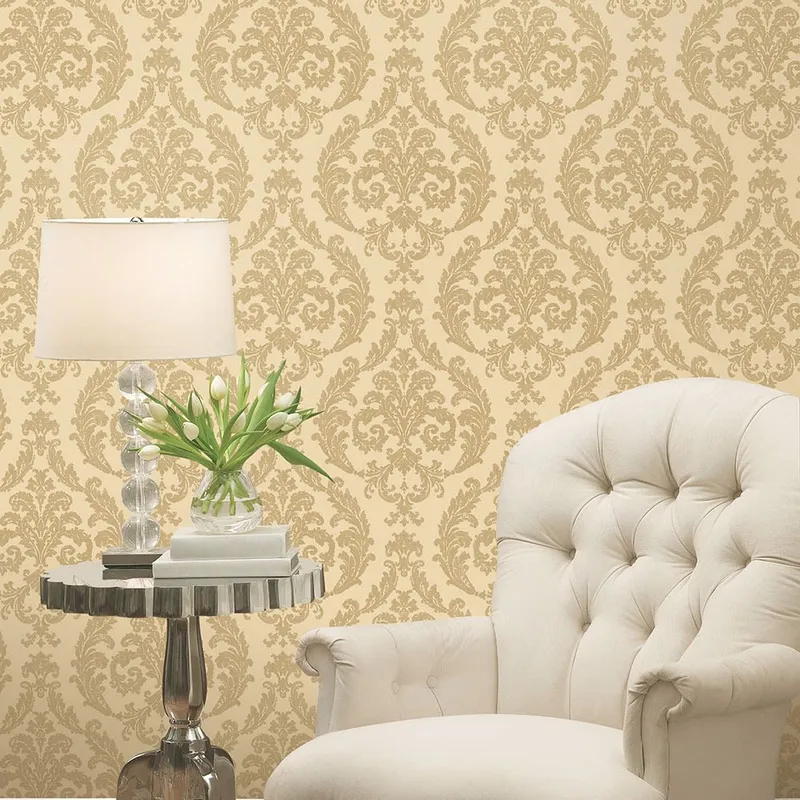Galerie Wallcoverings Mansion II G67608 Tapet Silk Damask Beige
