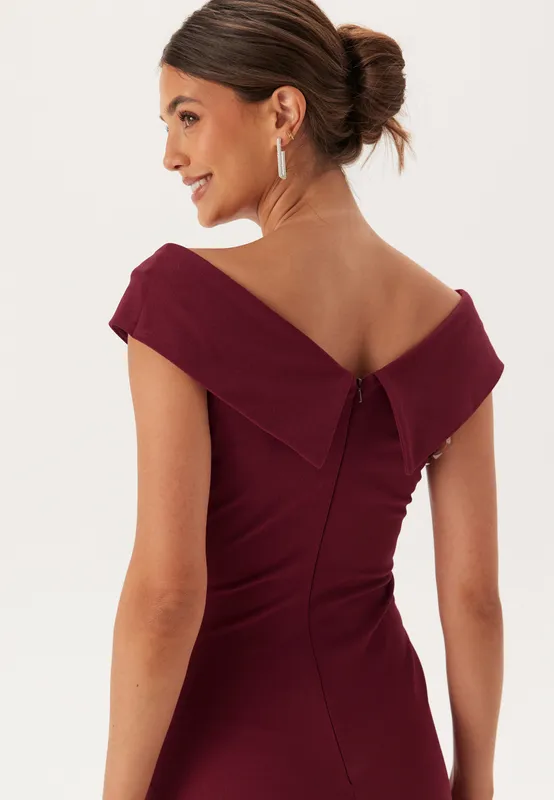Bardot Pleat Maxi Split Dress (#4243)