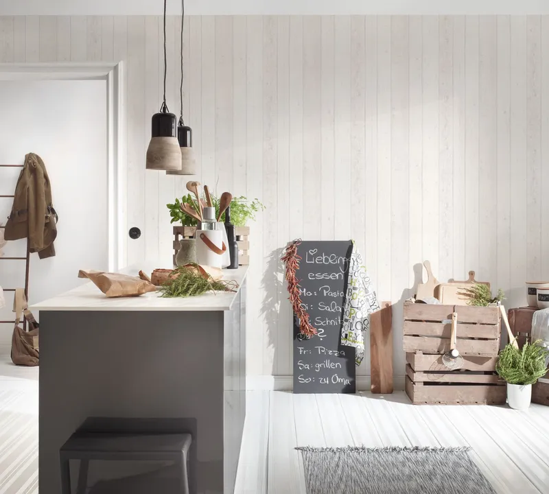 Living Walls Best of Wood´n Stone III T5046 Tapet vit/grå