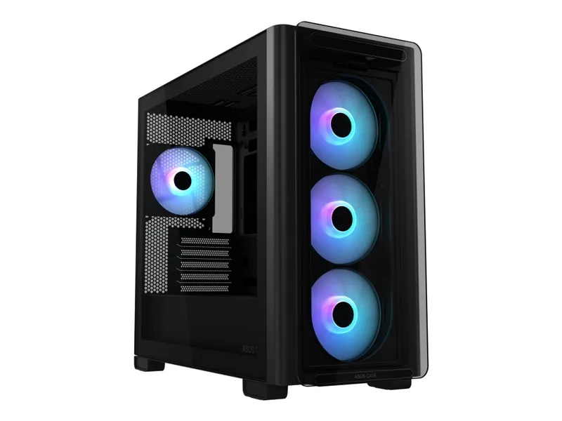 ASUS A23 PLUS – microATX – genomskinlig sidopanel (härdat glas) – ingen strömförsörjning – svart – USB/ljud