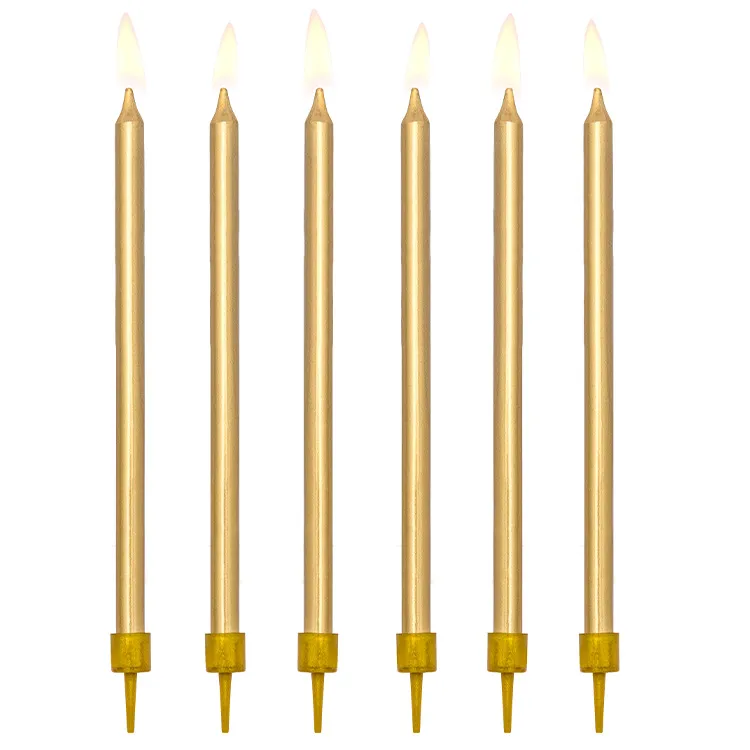 Tårtljus höga | 12-pack | Guld
