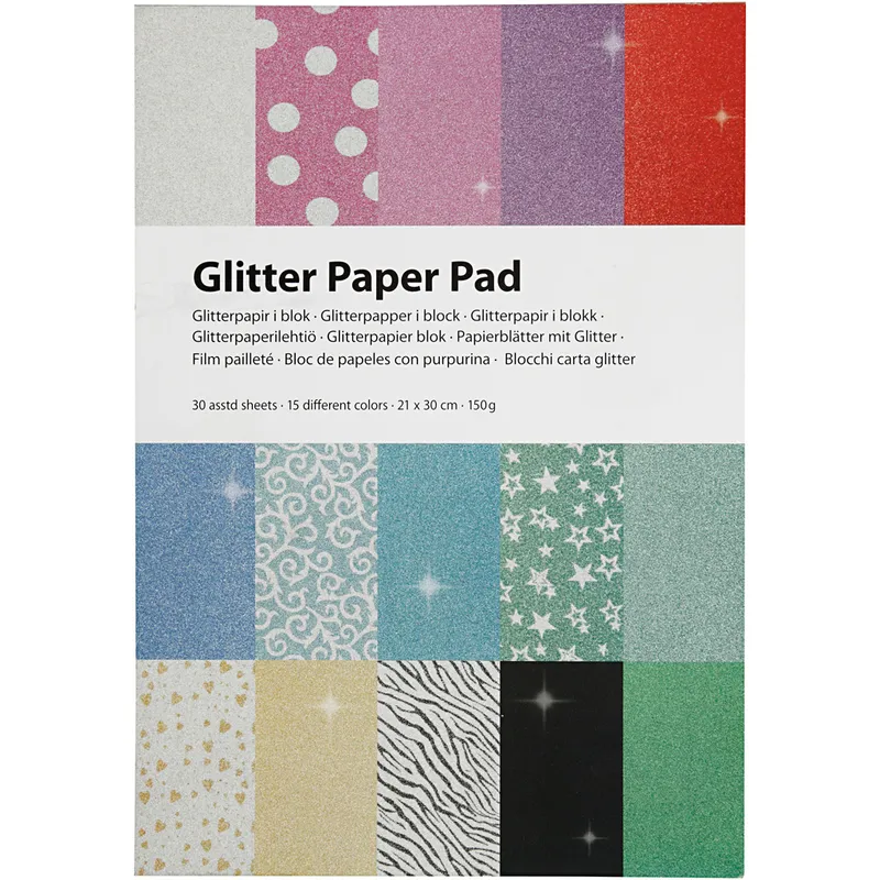 Paperpad Glitterpapper A4 30 ark
