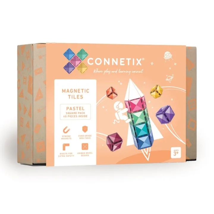 Connetix Magnet Set - 40 Delar - Pastel Square Expansion Pack