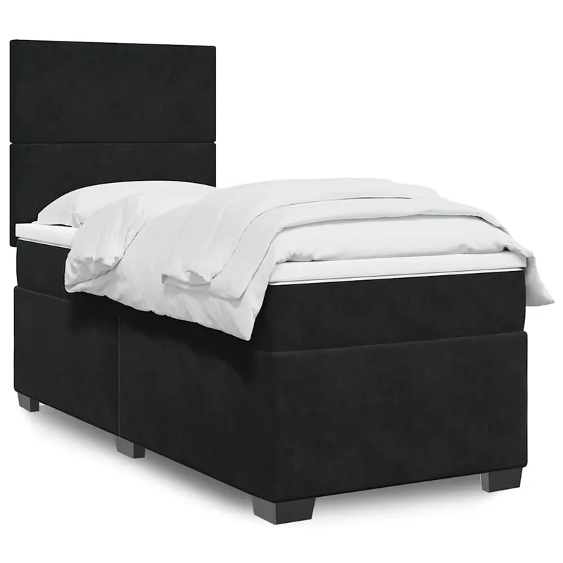 vidaXL Ramsäng med madrass svart 80×200 cm sammet (#9404)
