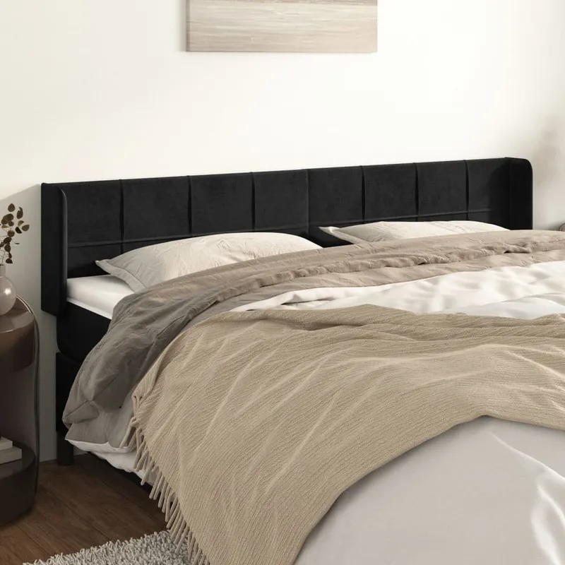 vidaXL Sänggavel med kanter svart 163x16x78/88 cm sammet (#6884)