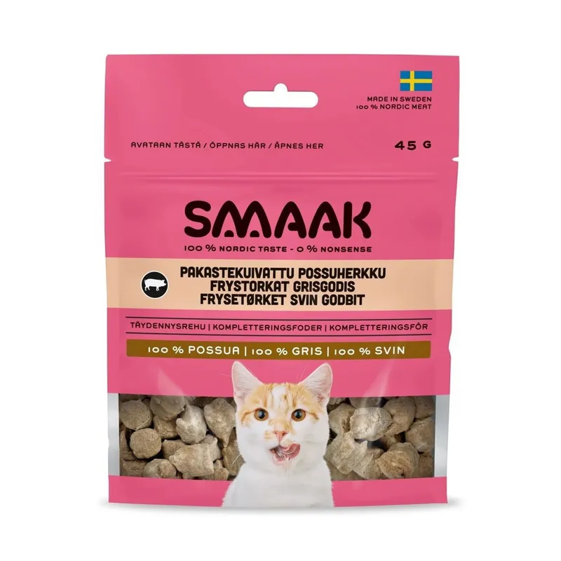 SMAAK Cat Frystorkat Kattgodis Gris 45 g