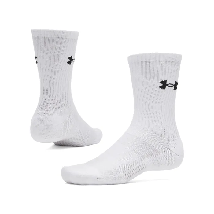 Under Armour Unisex UA Performance Cotton 3-pack Crew Socks White