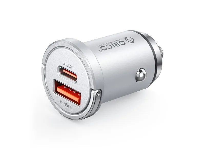 ORICO MiniRing Pro 45W USB-A + USB-C Car Charger - Silver