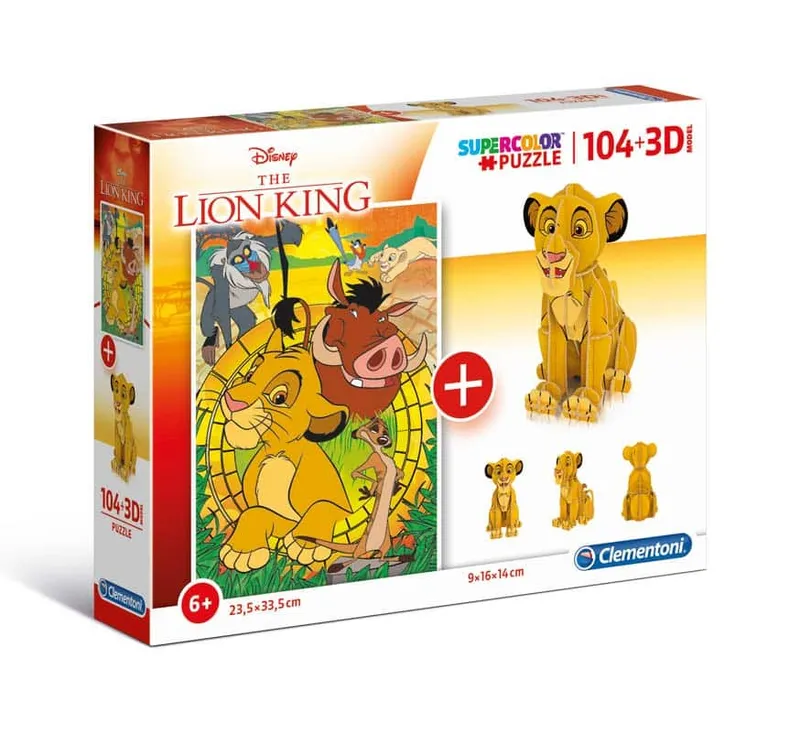 Barnpussel – Lejonkungen 104 bitar + 3D-modell