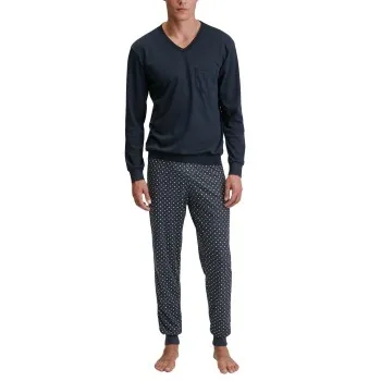 Calida Relax Streamline Pyjama With Cuff Marin bomull Small Herr