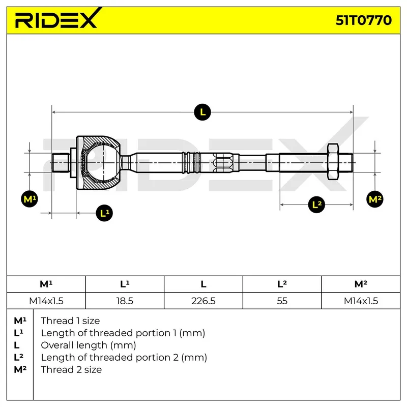 Inre styrled RIDEX 51T0770