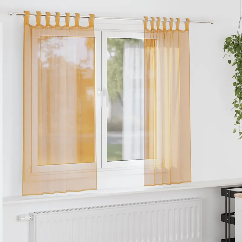 vidaXL Voile gardiner med öglor 2 st orange 140×175 cm