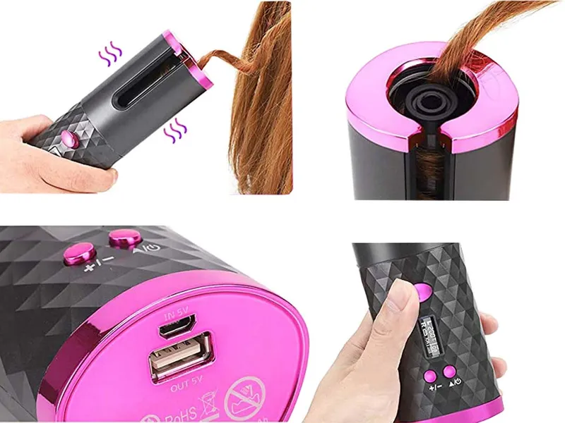 Automatisk roterande locktång – Rosa