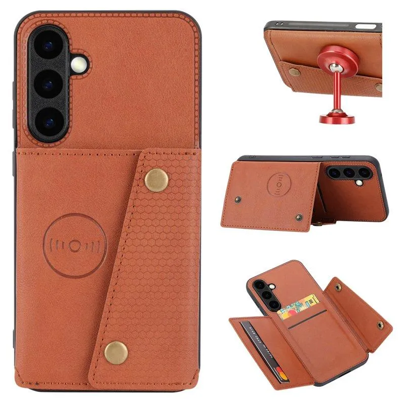 Mobilfodral för Samsung Galaxy S26 Plus Kickstand Kortfack – Brun